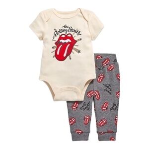 Rolling Stones Old Navy Baby Baodysuit and Pants Set Size 6/12 M